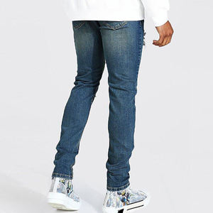 Pantalon en jean stretch slim fit pour homme, gris délavé vintage, effet usé, vente en gros - Product Image 6