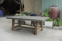 Table à manger rectangulaire en béton FGRC Vietcraftchain, moderne, luxueuse, légère, durable, imperméable, avec structure en bois, extensible, pour l'extérieur