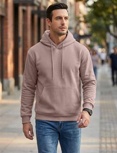 Customized <b>Men</b> Oversized Hoodies 100% Cotton Solid Print Loose Fit Hooded Collar Drawstring <b>Pullover</b> Pockets Formal Spring ODM - Product Image 3
