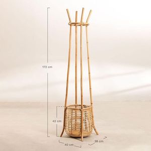 Wholesale Handmade Rattan Clothes Rack Eco-Friendly <b>Standing</b> Garment <b>Hanger</b> Durable Natural Clothing Storage Organizer - Product Image 4