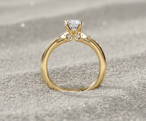 Anillo de compromiso de diamante cultivado en laboratorio Stonewels, corte central, engaste de puntas, piedras laterales en espiral, oro de 14K, anillo certificado - Product Image 3