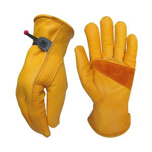 Gants de sécurité en cuir jaune, longueur poignet, thermiques, pour extérieur, logo personnalisé imprimé, style sportif, non doublés - Product Image 1