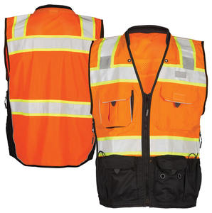Gilet de sécurité respirant et réfléchissant, équipement en maille haute visibilité, design multi-poches pour la sécurité nocturne et le contrôle du trafic, gilet pour hommes - Product Image 1