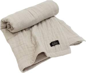 Manta de Gasa Japonesa de 8 Capas, 100% Algodón, Marca CUSTOM, Color Beige, Tamaño Individual 175cm*200cm, Hecha en Japón - Product Image 1