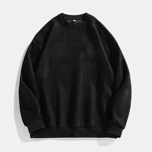 2025 New Style 100% Cotton Solid Color Oversized Stand Collar Pullover Sweatshirt for Men Winter Retro for <b>Couples</b> - Product Image 5