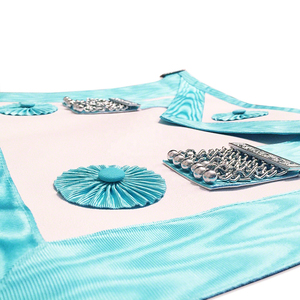 Tablier de Maître Maçon de la Franc-Maçonnerie, brodé, en tissu de coton et cuir avec ruban, pour l'usage des Maçons - Product Image 2