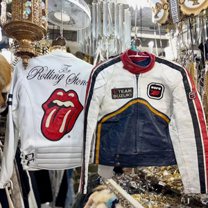 Veste en cuir vintage Rolling Stone, tailles personnalisées, en cuir d'agneau. - Product Image 1