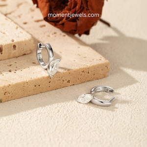Best Selling 1.0ct Horse Eye Moissanite <b>Hoop</b> <b>Earrings</b> S925 <b>Sterling</b> <b>Silver</b> Marquise Cut VVS Moissanite Elegant Bridal Jewelry - Product Image 2