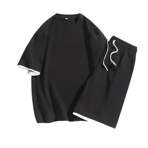 Vente flash - Ensemble t-shirt et short pour homme, nouvelle arrivée, décontracté, respirant, été, manches courtes, tissu en polyester et coton, haute qualité - Product Image 1