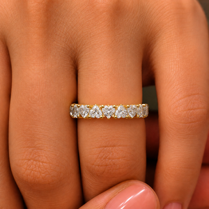 แหวนเพชรทรงหัวใจสวยงาม ฝังเพชรแบบเต็มวง 14K ทองคำเหลือง สำหรับเจ้าสาว งานแต่งงาน แหวนครบรอบ รับสั่งทำ ขายส่ง - Product Image 2