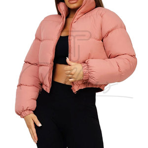 Cheap Price <b>Winter</b> Women Short Puffer <b>Jackets</b> Plus Size Knitted Crocheted Windproof <b>Waterproof</b> Stand Collar - Product Image 4
