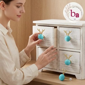 Resin <b>Brass</b> Rabbit Shape Modern Cabinet Knob & <b>Drawer</b> <b>Pull</b> Eco-Friendly Durable Easy Installation - Product Image 3