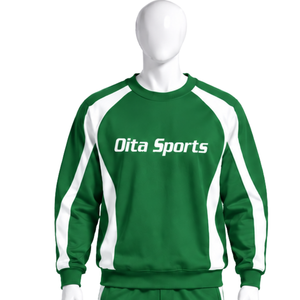 Sweat-shirt à col rond Emerald pour homme, avec empiècements contrastés, manches longues, pull athlétique, style moderne, décontracté, pour l'entraînement, la gym, vêtements de sport personnalisés - Product Image 1