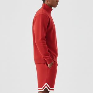 Conjunto de Sudadera Oversize con Cremallera de 1/4 y Pantalones Cortos Holgados 100% Algodón, con Logotipo Bordado Personalizado, Conjunto de Dos Piezas para Hombre - Product Image 2