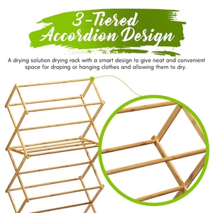 Sleek design indoor portable Vertical folding wooden clothes <b>drying</b> <b>rack</b> tiered laundry <b>drying</b> stand customization available - Product Image 5