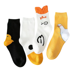 Chaussettes amusantes pour femmes, nouvelles chaussettes mi-mollet pour toutes les saisons, style japonais, tendance, mignonnes, motif dessin animé, grandes, blanches - Product Image 3
