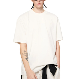 Wholesale Custom Design <b>Drop</b> Shoulder Oversized T-Shirts for Men 100% Cotton Acid Wash Henley Collar - Product Image 2