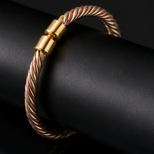 Premium Tri Tone Twisted <b>Wire</b> Cuff Copper Therapy Bracelet Fashionable Metal Jewelry Exquisite Craftsmanship - Product Image 3