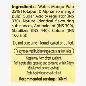 Mango Beverage <b>Liquid</b> Fruit Extract With <b>Vitamin</b> <b>C</b> Food Grade Oral Supplement 160ml Bottle All Seasons - Product Image 5