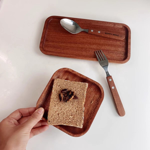 Wholesale Custom Hotel <b>Breakfast</b> Serving Tray Touch Food Acacia Wooden Tray with Tea Mat - Product Image 5