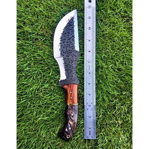 Ensemble de couteaux de survie en acier au carbone pour l'extérieur avec manche en bois et étui en cuir, bord lisse, design durable - Product Image 6