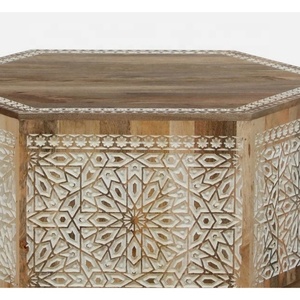Farmhouse Antique White Distressed Finish Solid Mango Wood Living Room Center Coffee <b>Table</b> Handcrafted by Marwar Exports India - Product Image 4