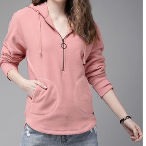 Sweat à capuche zippé décontracté pour femme, coupe ajustée, confortable, bleu ciel, respirant, avec cordon de serrage, 100 % coton molletonné, hiver automne - Product Image 6