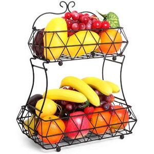 Panier à fruits à 2 niveaux de haute qualité, articles de cuisine en fer de qualité supérieure, paniers de rangement décoratifs en fil métallique à bas prix - Product Image 3