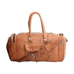 Vintage Tanned Leather Duffel Bags Retro Style Handcrafted Travel Weekender for Men OEM Distressed Leather Luggage Overnight Bag - Product Image 1