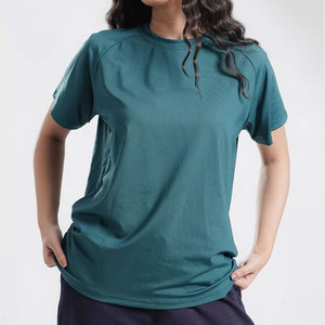 Camiseta de Yoga Deportiva de Talla Grande, Transpirable, de Verano, Ajustada, con Mangas Acampanadas, de Secado Rápido, Antipilling, Compresión, 100% Poliéster, Lisa - Product Image 3