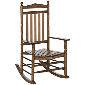Sedia a dondolo tradizionale in legno marrone con schienale alto per interni/esterni - Product Image 1