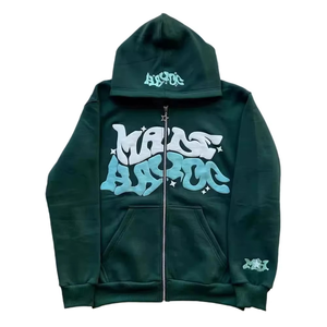 Abroc Black Hooded Zip-Up Sweatshirt Streetwear Style Regular Fit Cotton Fleece Pocket Eco-Friendly Men's Winter Wear - Product Image 4