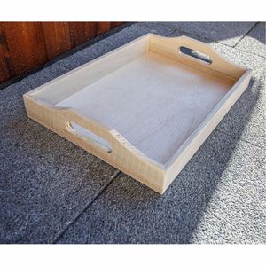 Plateau de service rustique en bois avec poignées, plateau rectangulaire en bois pour aliments, plateau décoratif pour table basse, plateaux pour hôtel et restaurant - Product Image 6