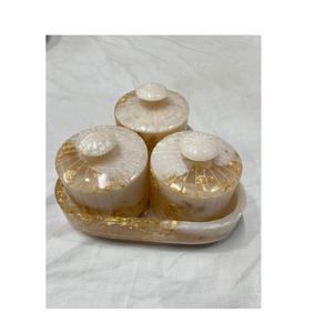 ชุดภาชนะใส่ผลไม้อบแห้งพร้อมฝาปิด ดีไซน์ดั้งเดิม ทำจากเรซิ่น กระปุกใส่ผลไม้อบแห้ง ภาชนะเก็บอาหาร คุณภาพพรีเมียม - Product Image 1