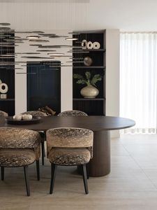 Ensemble de table à manger contemporaine en bois massif moderne avec chaises rembourrées, 7 pièces, meubles de salle à manger de luxe pour la maison, le restaurant, la villa - Product Image 4