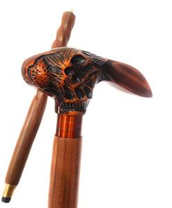Bastón de madera de lujo con mango de cabeza de conejo – Bastón decorativo hecho a mano - Product Image 1