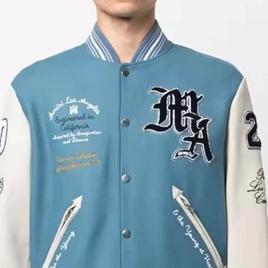 High Quality Custom Embroidered Letterman Varsity <b>Leather</b> <b>Jacket</b> Men OEM ODM Factory Sample Service Available - Product Image 3