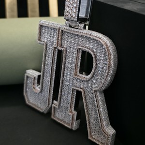 Iced Out Custom VVS Moissanite Baguette <b>Pendant</b> Hip Hop <b>Pendant</b> 925 <b>Silver</b> Iced Out <b>Pendant</b> <b>Initial</b> Latter <b>Pendant</b> For Men's - Product Image 4
