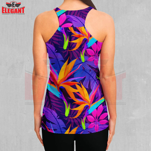 Débardeur sans manches dos nageur pour femme, motif tropical, idéal pour le fitness et les loisirs estivaux, conception personnalisée, fabricant OEM ODM sous marque privée - Product Image 3