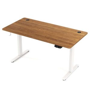 Walnut Desktop White Frame 55\" <b>Electric</b> Standing <b>Desk</b> with Dual Motors 3 Memory Settings Sit Stand <b>Desk</b> for Home Office - Product Image 3
