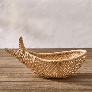 Panier à fruits en rotin naturel, bol décoratif tissé, plateau de service rustique style ferme, panier de rangement pour la décoration de la maison, pour salle à manger - Product Image 1