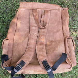 Vintage Style <b>Large</b> <b>Leather</b> <b>Backpack</b> Genuine <b>Leather</b> Retro Square Buckle Closure Water Resistant Shoulder Bag Private Label - Product Image 5