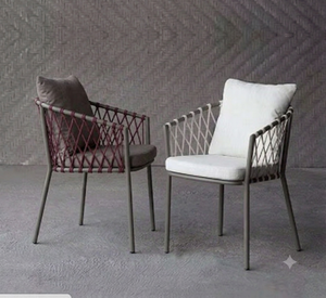Silla de Comedor de Exterior Moderna y Lujosa, Impermeable, Tejida con Cuerda, para Patio, Jardín, Terraza, Restaurante, Estilo Minimalista - Product Image 3