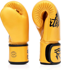 ถุงมือชกมวย MMA Fairtex รุ่น Custom Gold สำหรับมืออาชีพ - หนังแท้ สำหรับฝึกซ้อมคิกบ็อกซิ่ง ป้องกันการลื่น พร้อมสายรัด - Product Image 2