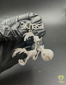 Colgante de Flamingo Estilo Hip Hop, con Diamantes de Laboratorio VVS, Chapado en Oro y Plata de Ley 925, para Hombre - Product Image 3