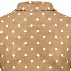 Camiseta de Manga Corta con Cuello Alto y Estampado de Puntos Beige para Mujer, Ajustada, Elástica, Informal, a la Moda, Ropa de Verano al por Mayor - Product Image 4