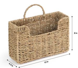 Panier mural rustique en jonc de mer tressé, écologique, fait main, pour magazines, livres, lettres et documents – Vente en gros - Product Image 2