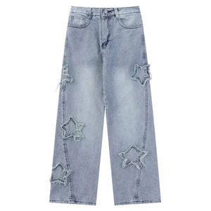 High Quality Men's Clothing Distressed Embroidery <b>Jeans</b> Pants Best Edition Professional Design <b>Button</b> Closure Denim Pants - Product Image 4