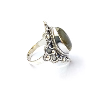 Trendy Modern Minimalist Blue Flash <b>Labradorite</b> <b>Ring</b> Dainty Elegant 925 Sterling Silver Handcrafted Jewelry - Product Image 3