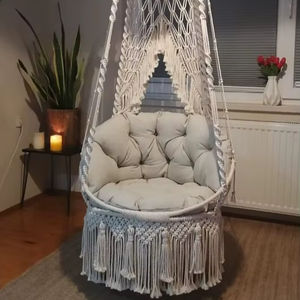Hamaca Colgante de Macramé, Silla Hamaca, Silla Colgante de Macramé, Columpio para Exteriores, Columpio para Interiores - Product Image 1